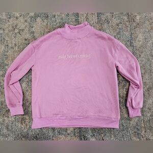 Mock Neck Oversized Sweatshirt "Make heaven Crowded" -Small